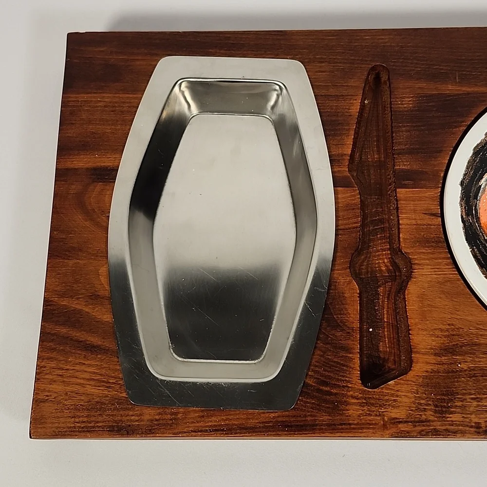 Vintage Mid Century Modern MCM/Retro Wood Cheese Charcuterie Board - Picture 3 of 16